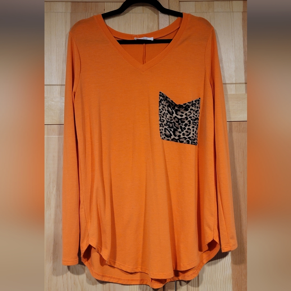 Zenana Orange Long Sleeve Top Size L